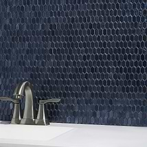 Flicker Metallic Midnight Blue 1/4" x 1" Polished Glass Mosaic Tile