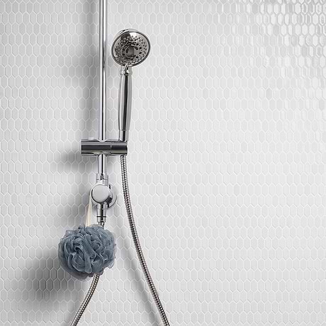 Flicker Rain White 1/4" x 1" Polished Glass Mosaic Tile