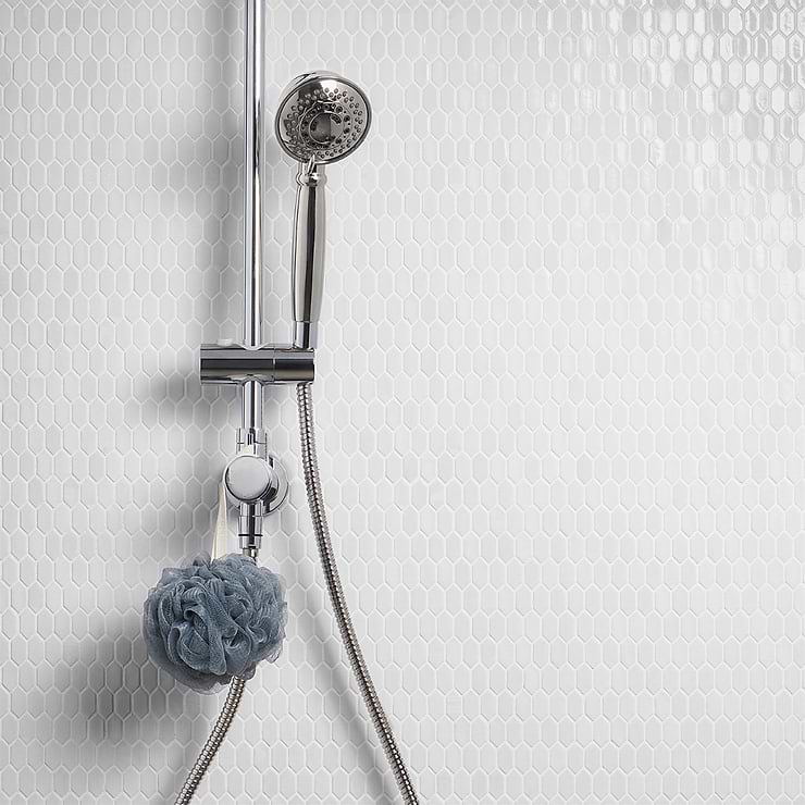 Flicker Rain White 1/4" x 1" Polished Glass Mosaic Tile