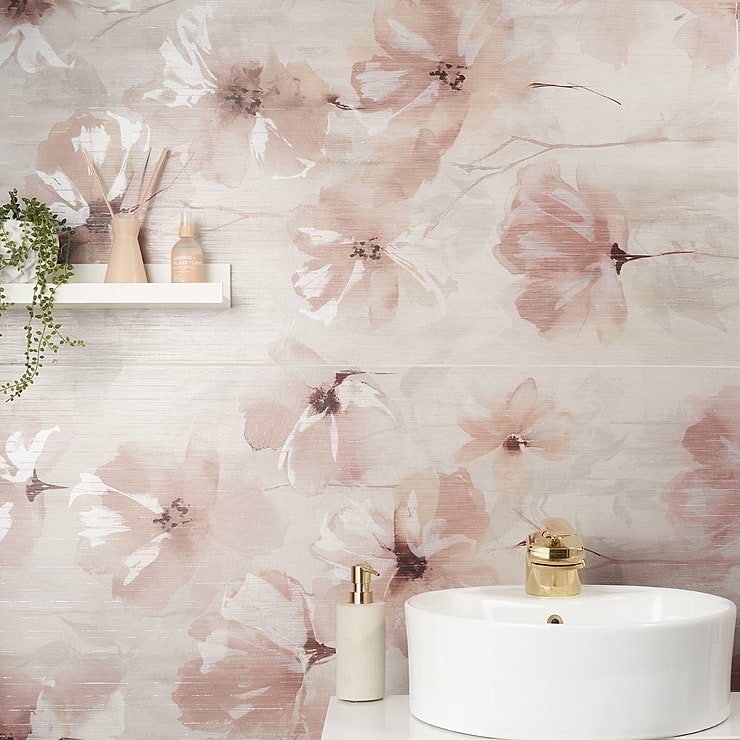 Monet Poetica Pink 24x48 Artisan Decor Porcelain Tile