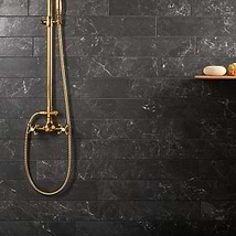 Marmo Perfetto Nero Black 4x16 Semi-Polished Porcelain Tile