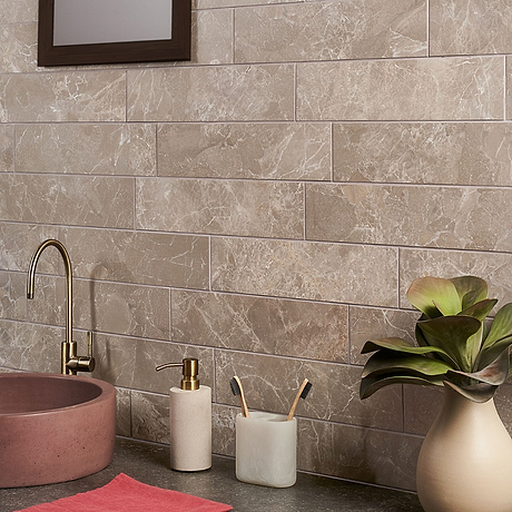 Marmo Perfetto Tortora Gray 4x16 Semi-Polished Porcelain Tile