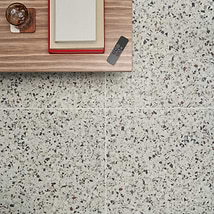 Kobe Flakes Ice White 24x24 Terrazzo Look Matte Porcelain Tile