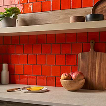 Emery Orange 4x4 Square Handmade Crackled Glossy Terracotta Tile