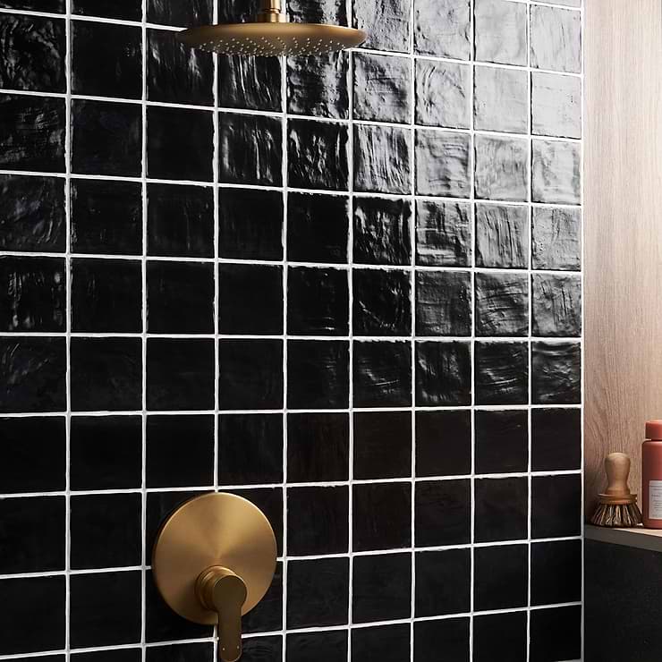 Montauk Jet Black 4x4 Mixed Finish Ceramic Tile