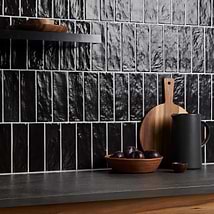 Montauk Jet Black 2x8 Mixed Finish Ceramic Subway Tile