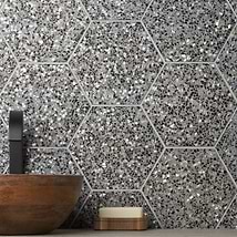 Reef Gray 8" Hexagon Polished Pearl Terrazzo Tile