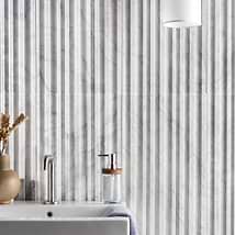 Stonework Barcode Carrara White 12x24 3D Polished Marble Tile