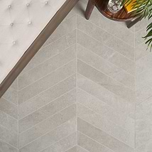 New Rock Fumo Light Gray 4x21 Chevron Limestone Look Matte Porcelain Tile