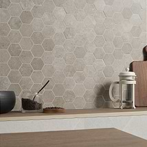 New Rock Tortora Beige 3" Hex Limestone Look Matte Porcelain Mosaic Tile