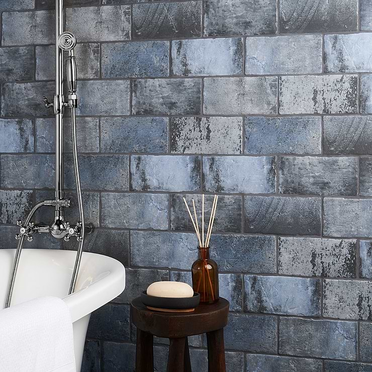 Parma Brick Denim Blue 4x8 Terracotta Look Matte Ceramic Tile 