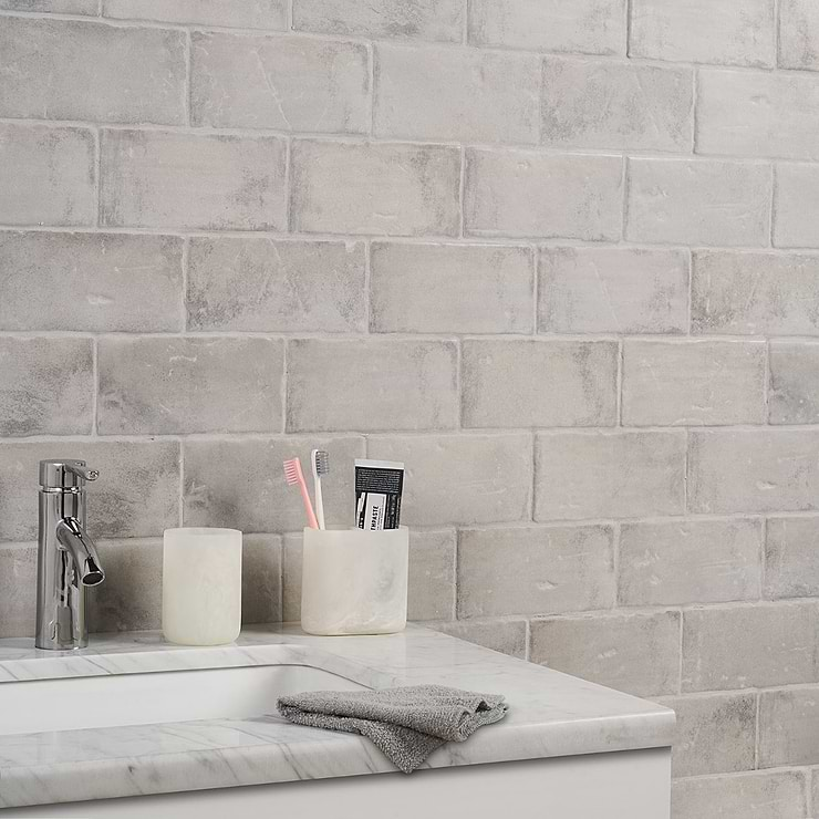 Parma Brick Dove Gray 4x8 Terracotta Look Matte Ceramic Tile