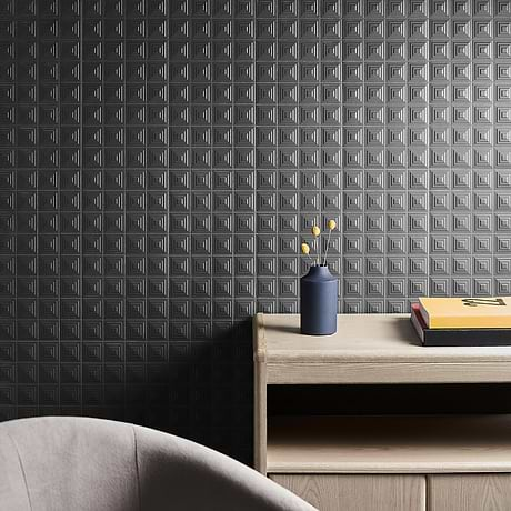 Kinzie Pyramid Charcoal Black 8x16 3D Matte Ceramic Tile