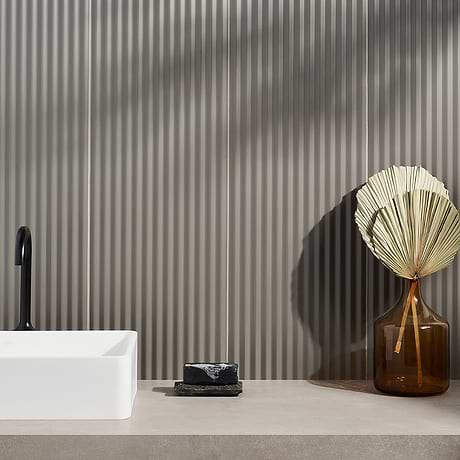 Mod Smoke Gray 12x36 3D Fluted Matte Ceramic Tile 