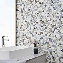 Riverglass Beige Frosted Glass Mosaic Tile