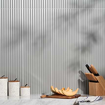 Mod Lunar Gray 12x36 3D Fluted Matte Ceramic Tile 