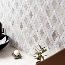 Diana Champagne Beige Polished Marble and Pearl Mosaic Tile