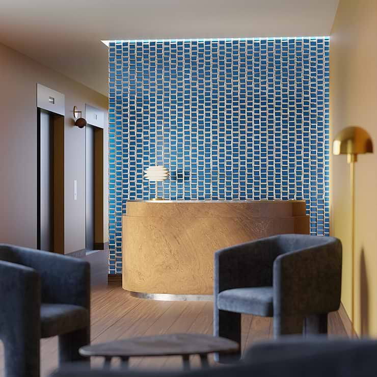 Rumi Glam Blue 2x3 Polished Mirrored Glass Mosaic Tile