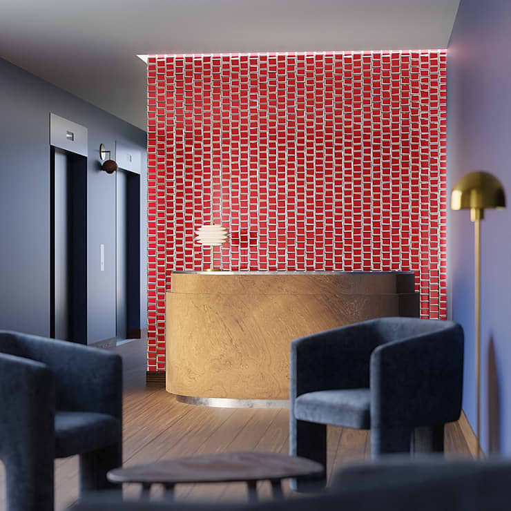 Rumi Glam Red 2x3 Polished Mirrored Glass Mosaic Tile