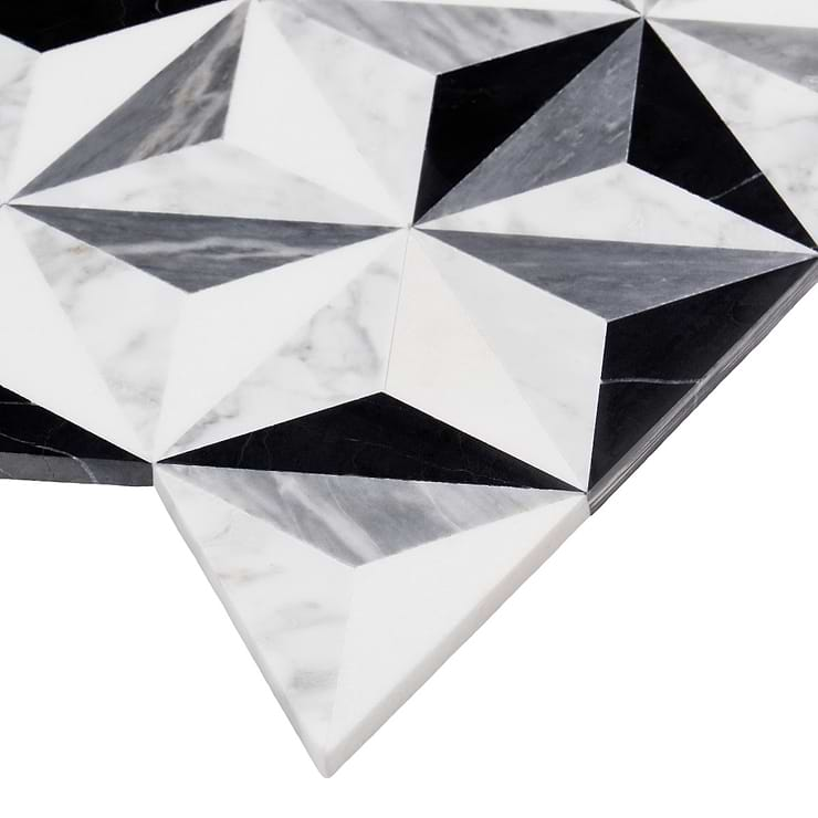 Phantasm Tuxedo Black and White Polished Marble Mosaic Tile