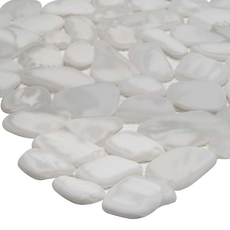 Riverglass White Frosted Glass Mosaic Tile 