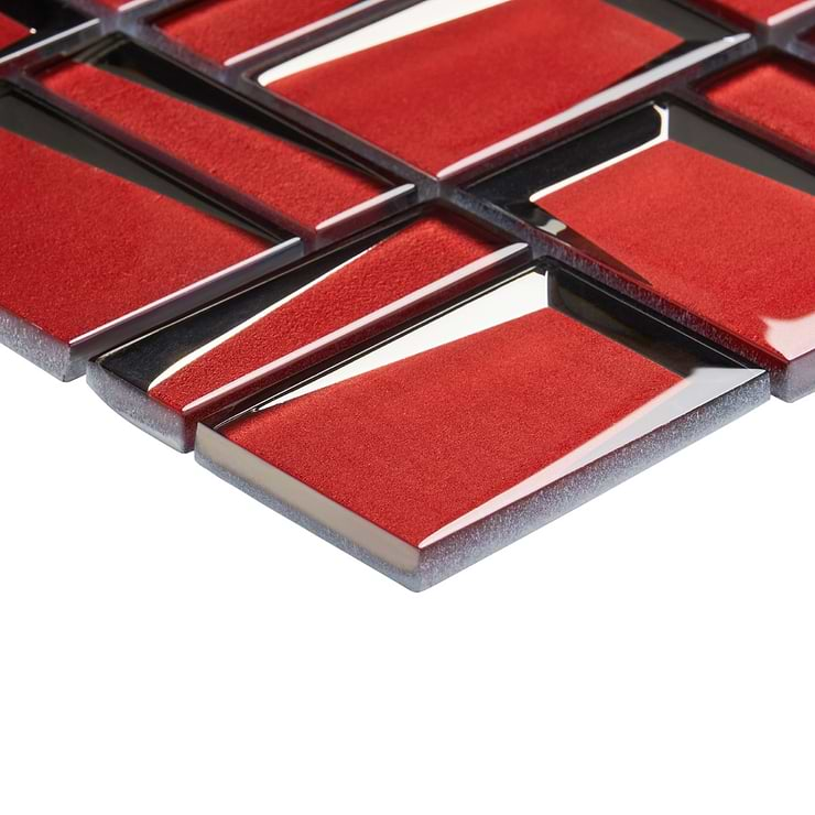 Rumi French Red 2x3 Polished Mirrored Glass Mosaic Tile