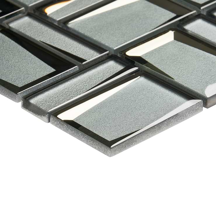 Rumi Glam Slate Gray 2x3 Polished Mirrored Glass Mosaic Tile