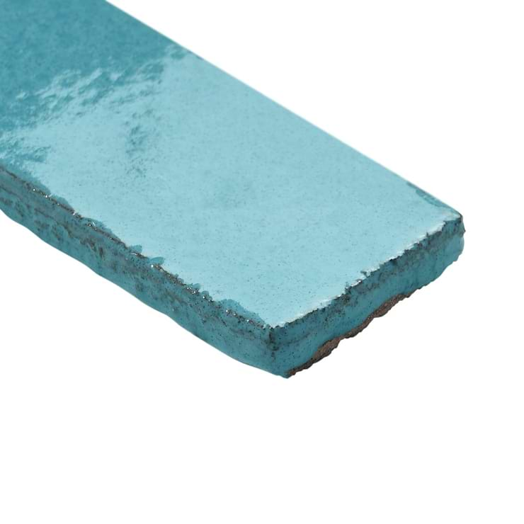 Emery Blue 2x8 Handmade Crackled Glossy Terracotta Subway Tile