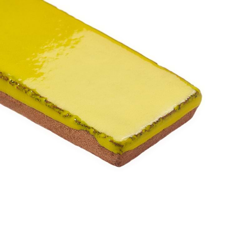 Emery Yellow 2x8 Handmade Crackled Glossy Terracotta Subway Tile