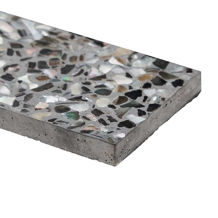 Reef Gray 3x12 Polished Pearl Terrazzo Subway Tile