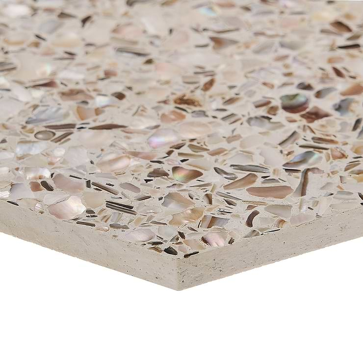 Reef Cream 8" Hexagon Polished Pearl Terrazzo Tile