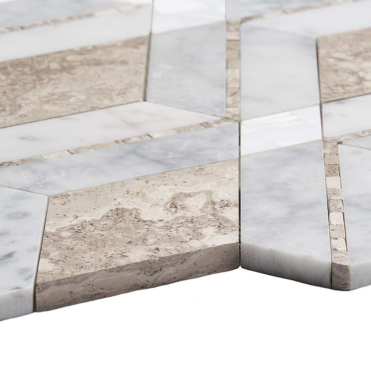 Diana Champagne Beige Polished Marble and Pearl Mosaic Tile