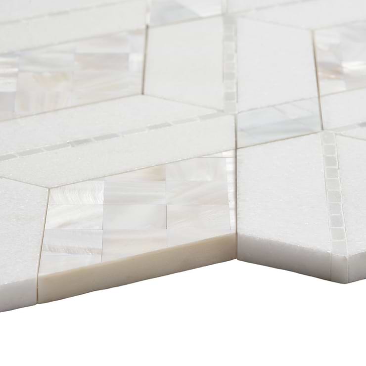 Diana White Polished Marble and Pearl Mosaic Tile