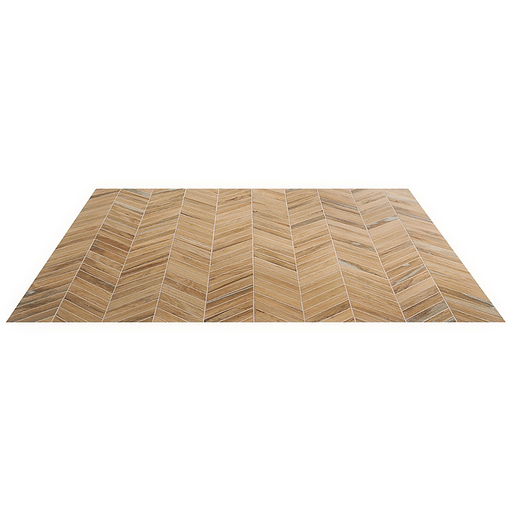 Eternal Chevron Birch Matte Porcelain Wood Look Mosaic Tile