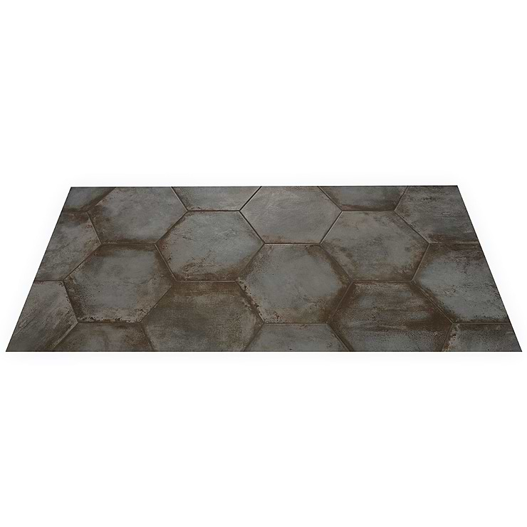 Angela Harris Flatiron Graphite 20" Large  Hexagon Matte Porcelain Tile