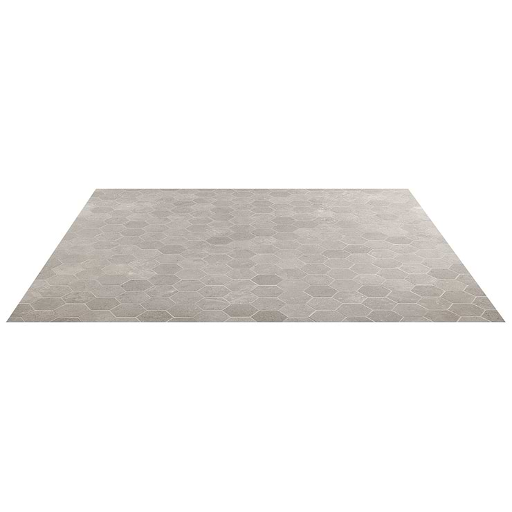 New Rock Fumo Light Gray 3" Hex Limestone Look Matte Porcelain Mosaic Tile