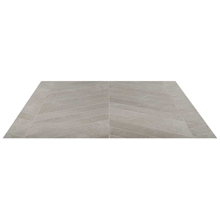 New Rock Fumo Light Gray 4x21 Chevron Limestone Look Matte Porcelain Tile