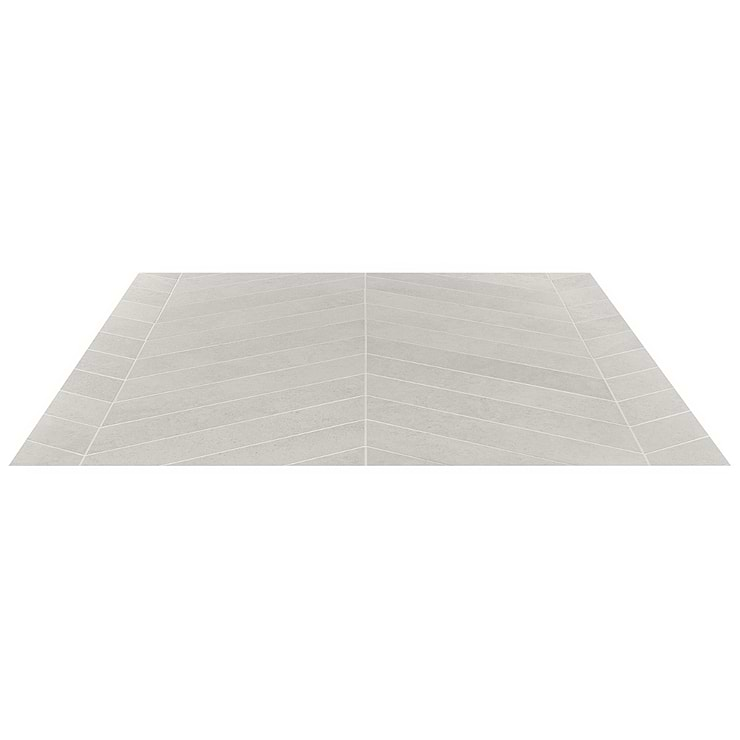 New Rock Perla White 4x21 Chevron Limestone Look Matte Porcelain Tile