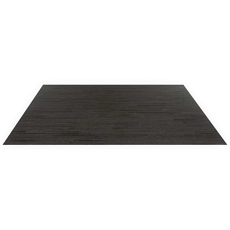 Acadia Thin Strip Charcoal Black Limestone Look Matte Porcelain Mosaic Tile