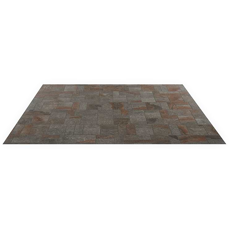 Acadia French Pattern Iron Gray Slate Look Matte Porcelain Mosaic Tile