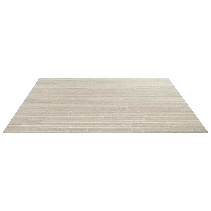 Acadia Thin Strip Warm Linen White Limestone Look Matte Porcelain Mosaic Tile