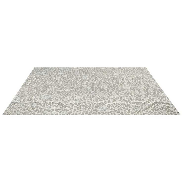 Komorebi Pebble Mineral Ice Gray Polished Glass Mosaic Tile