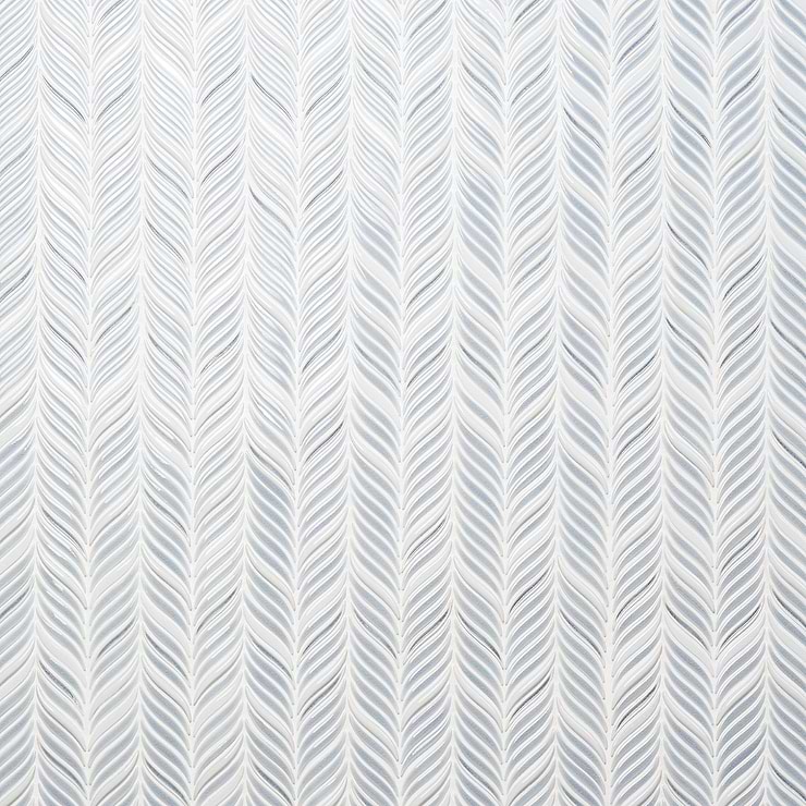 Nabi Alula Arctic Blue Chevron Crackled Glossy Glass Mosaic Tile