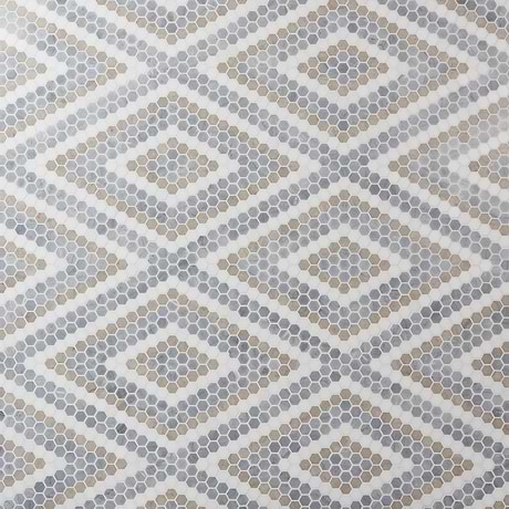 Juno Diamond Beige and Gray 1" Hexagon Polished Marble Mosaic Tile
