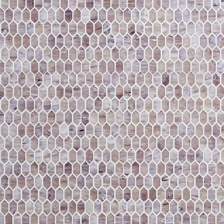 Flicker Iridescent Lilac Pink 1/4" x 1" Polished Glass Mosaic Tile