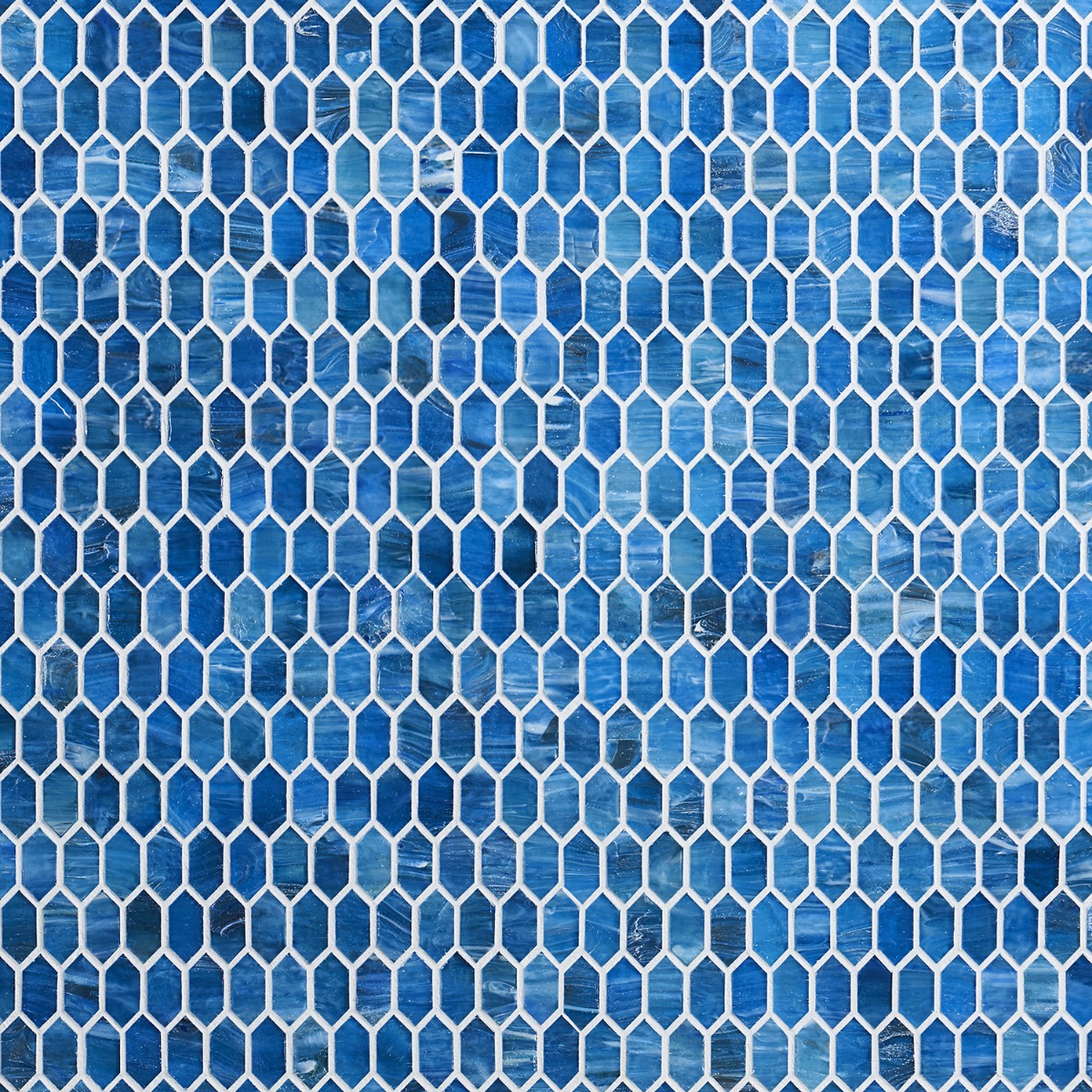 Flicker Iridescent Marine Blue 1/4" x 1" Polished Glass Mosaic Tile