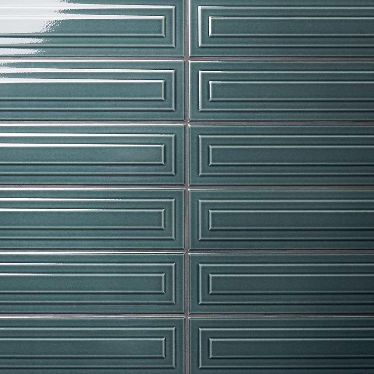 Colorplay Frame Emerald Green 4.5x18 3D Crackled Glossy Ceramic Tile