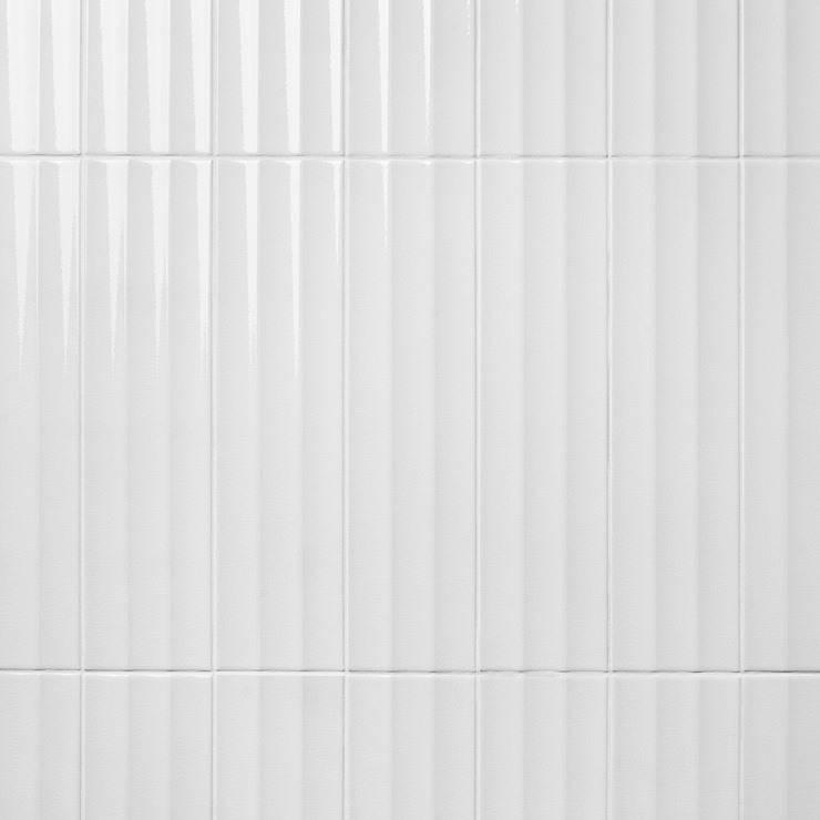 Colorplay Fluted White 4.5x18 3D Crackled Glossy Ceramic Tile
