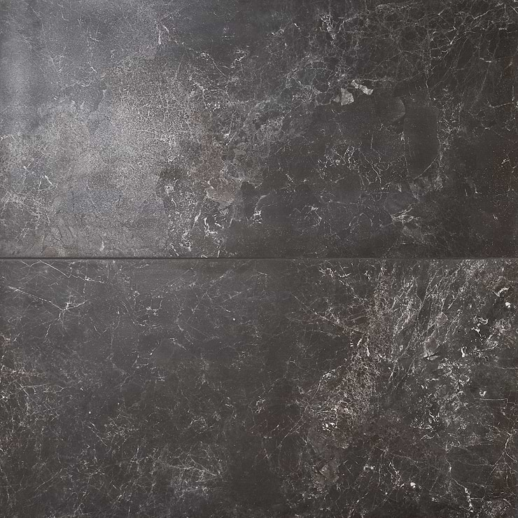 Marmo Perfetto Nero Black 24x48 Semi-Polished Porcelain Tile