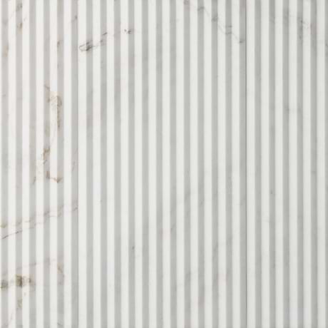 Stonework Peak Alaska White 12x24 3D Satin Marble Tile